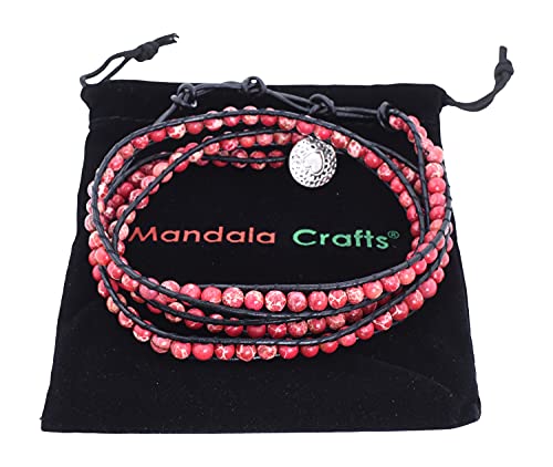 Stackable Bohemian Bracelet for Women 7 Chakra Layering Beaded Leather Boho Wrap Bracelet