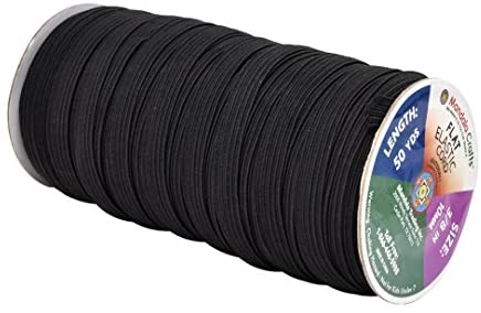 Fablastic Stretch Cord for Mask Making, Flat 5mm (0.196 inch) Thick, Black (5 Yards)