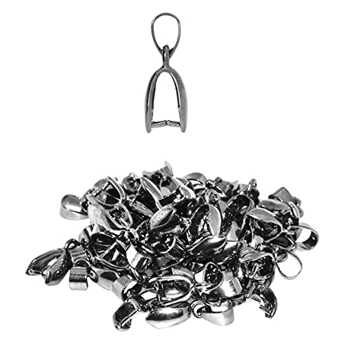 Mandala Crafts Metal Pendant Clasp Connectors Bails for Necklace - Pinch Bails for Jewelry Making - Pinch Bail Pendant Findings Charm Clasp Clips 50 PCs