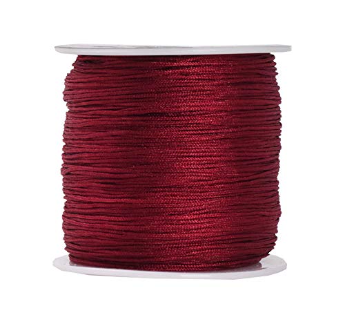 Nylon Satin Cord, Rattail Trim Thread for Chinese Knotting, Kumihimo, Beading, Macramé, Jewelry Making, Sewing - Red / 1mm, 109 Yards