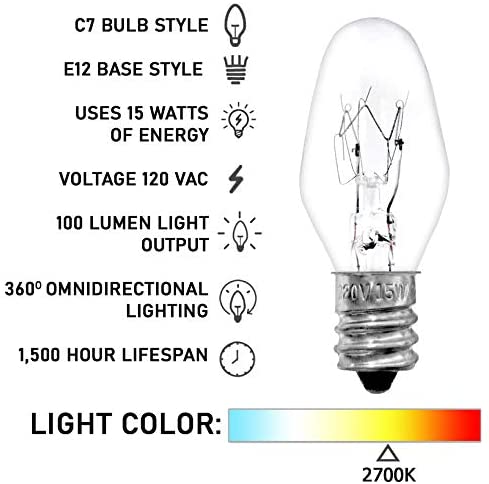 Himalayan Salt Lamp Bulb Replacement E12 C7 15-Watt Info Card