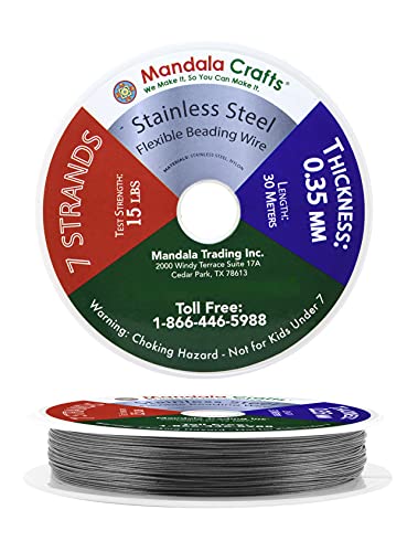 Mandala Crafts Tiger-Tail Beading Wire for Jewelry Making 7 Strand Bead Stringing Wire for Jewelry Making DIY Crafting