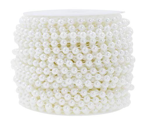 10m/roll Craft String Pearls 8mm Pearl Bead White Pearl Strands Spool Pearl  String Christmas Tree Beads String Bead Roll for Decoration(Beige)