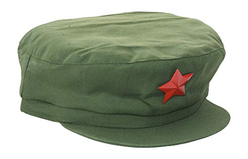 Chinese Chairman Mao Zedong Communist Red Army Uniform Hat for Costumes and Theatre Green Adult Large Size