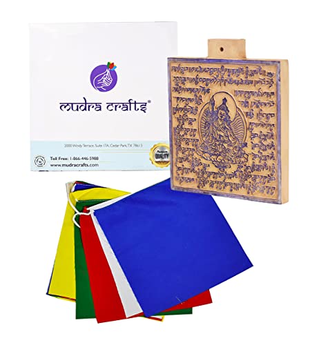 Guru Rinpoche Tibetan Prayer Flags Make Your Own Printing Block Nepalese DIY Prayer Flags Making Kit with Blank Prayer Flags