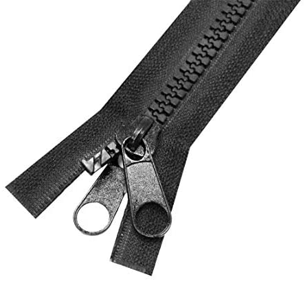 #10 Heavy Duty Zipper  Separating Plastic Zipper with Double Pull Tab Slider for Sewing Sleeping Bag Boat Cover Trampoline Dog Bag Tent by Mandala Crafts 2 PCs (Black, 30 Inches)