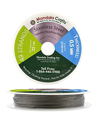 Mandala Crafts Tiger-Tail Beading Wire for Jewelry Making 7 Strand Bead Stringing Wire for Jewelry Making DIY Crafting