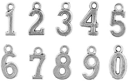 Number Charms for Necklaces, Bracelets, Pendants, Jewelry Making, 0-9 Metal  Craft Numbers, 9 Sets 90 PCs, by Mandala Crafts 