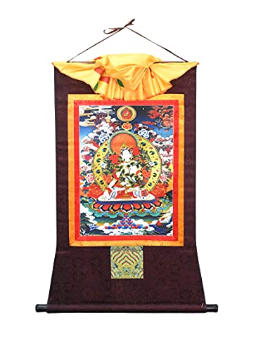 Mudra Crafts Thangka Wall Hanging Thanka Painting - Handmade Tibetan Thangka Painting - Tibetan Tangka for Meditation Yoga Buddhist Decor