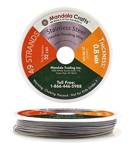 Mandala Crafts Tiger-Tail Beading Wire for Jewelry Making 7 Strand Bead Stringing Wire for Jewelry Making DIY Crafting