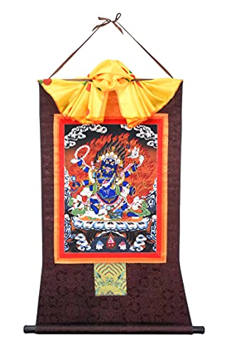 Mudra Crafts Thangka Wall Hanging Thanka Painting - Handmade Tibetan Thangka Painting - Tibetan Tangka for Meditation Yoga Buddhist Decor