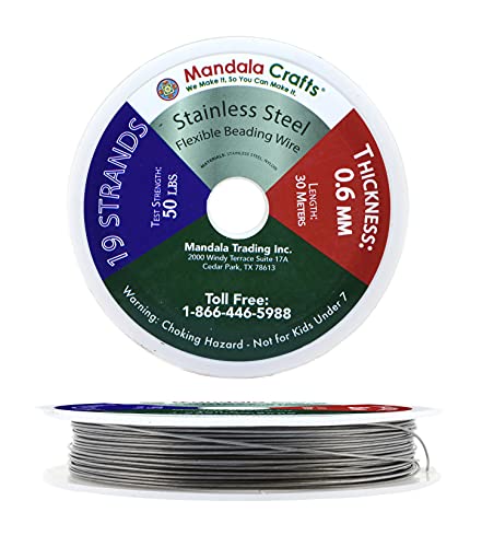 Mandala Crafts Tiger-Tail Beading Wire for Jewelry Making 7 Strand Bead Stringing Wire for Jewelry Making DIY Crafting