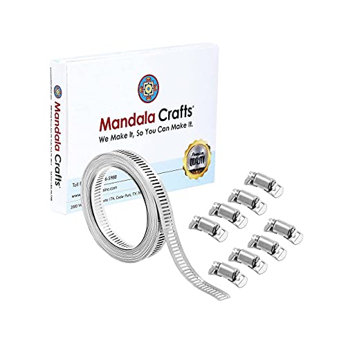Mandala Crafts Adjustable DIY Worm Gear Hose Clamps - 304 Stainless Steel Hose Clamps Hose Clamp Kit Metal Band Clamp System