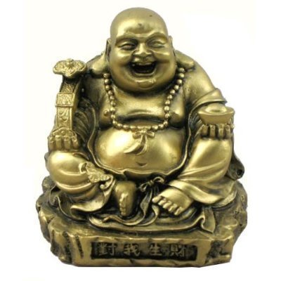 Gold Laughing Happy Small Buddha Statue Figurine for Lucky Home Decor Gift