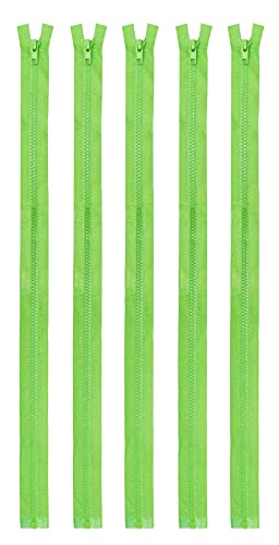 Mandala Crafts #5 Plastic Zipper Separating Zippers for Sewing Jacket Zipper Separating Zipper Replacement Zippers for Jackets Coats PCs Lime
