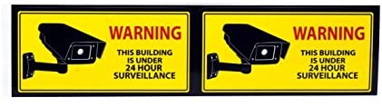 2 Yellow Warning Sticker Decals