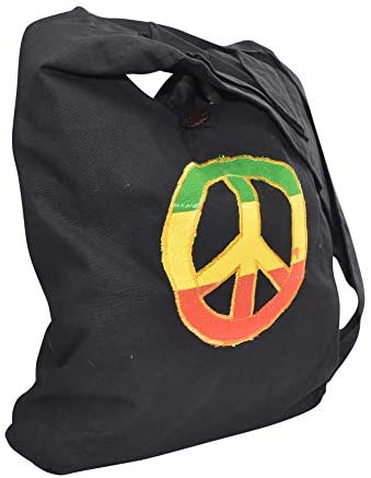 Mandala Crafts Crossbody Shoulder Boho Bag, Bohemian Hippie Sling Purse for Women, Gifts (Rasta Peace Sign)