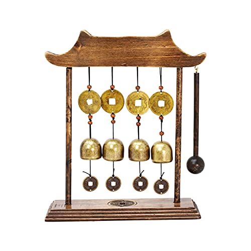 Chinese Gong - Mini Gong with Stand - Zen Art Brass Feng Shui Desktop Gong with Stand Asian Gong Bell for Home Decoration Fortune Bell