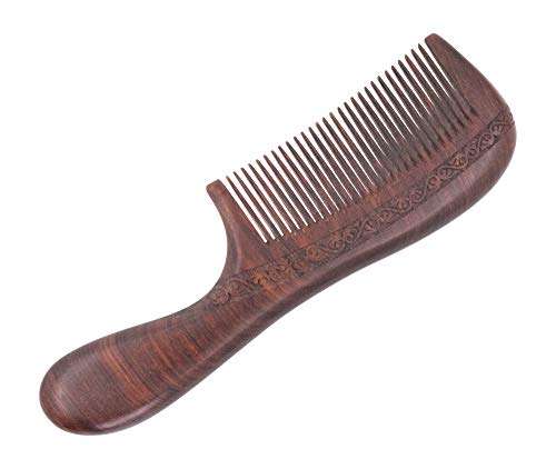 Mandala Crafts Wood Hair Comb for Women and Men; Antistatic and No Snag Hair Pick Brush (Medium, Fine Tooth Natural Rosewood)