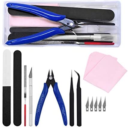 Model Tool Kit - Hobby Building Tool Hardware Basic Set with Hobby Clippers Model Tweezers for Plastic Model Car Dollhouse