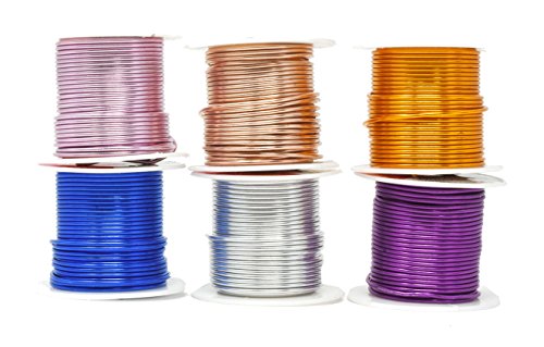 Mandala Crafts Anodized Aluminum Wire for Sculpting, Armature, Jewelry Making, Gem Metal Wrap, Garden, Colored and Soft, Assorted 6 Rolls