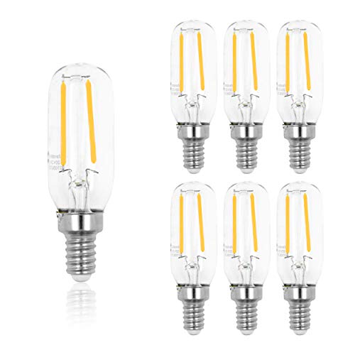 Dimmable T6 LED Bulb E12 Candelabra LED Bulbs for LED Chandelier Bulbs Ceiling Fan Sconce Light Bulbs 120 Volt 6 Pack 2 Watt LED Bulb 25W Equivalent 2700K Warm White