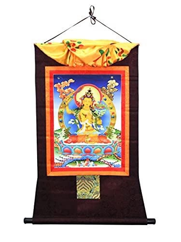 Mudra Crafts Thangka Wall Hanging Thanka Painting - Handmade Tibetan Thangka Painting - Tibetan Tangka for Meditation Yoga Buddhist Decor