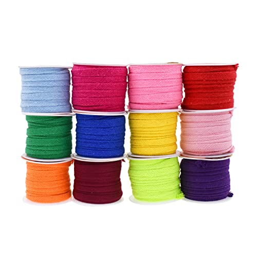 Mandala Crafts Flat Drawstring Cord for Drawstring Replacement, Soft Drawstring Cotton Draw Cord, 3/8 20 YDs Drawcord for Shorts Hoodie Sweatpants