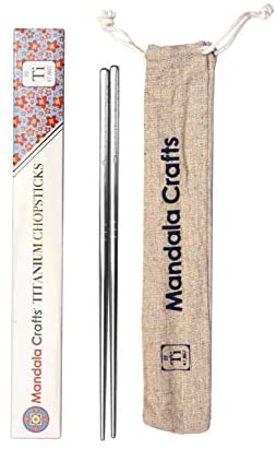 Mandala Crafts Reusable Titanium Chopstick Set with Case for Adults and Kids