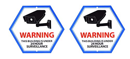 Blue Surveillance Recording Warning Back Adhesive Window Stickers for Indoors or Outdoors