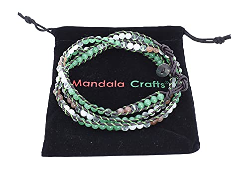 Stackable Bohemian Bracelet for Women Crystal Beads Layering Beaded Leather Boho Wrap Bracelet