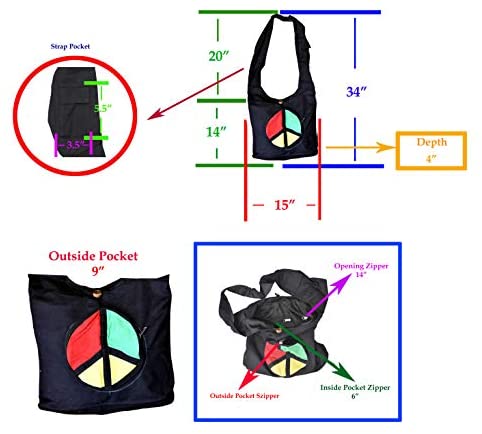 Measurements of Crossbody Hippie Sling 