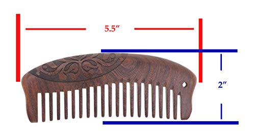 Mandala Crafts Wood Hair Comb for Women and Men; Antistatic and No Snag Hair Pick Brush (Medium, Wide Tooth Natural Rosewood)
