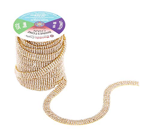 Mandala Crafts Rhinestone Cup Chain Trim Roll for Jewelry Making, Glass Crystal Glam Decor, Simulated Diamond Bling Wraps, Veils, Cakes