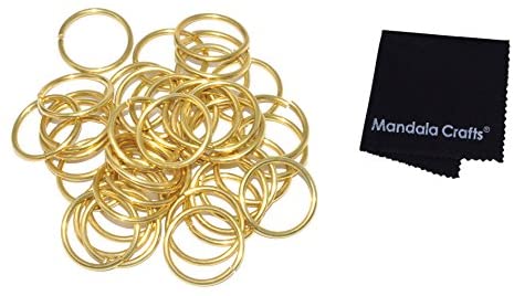 Mandala Crafts Non Welded Solid Brass Metal Large Open O-Rings for Sewing Webbing Leatherworking Chain Maille Collar Bag Jewelry Making (2mm or 12 Gauge X 24mm or 1 Inch)