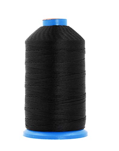 Mandala Crafts Bonded Nylon Thread for Sewing Leather, Upholstery, Jeans  and Weaving Hair; Heavy-Duty (T210 #207 630D/3, Black) 
