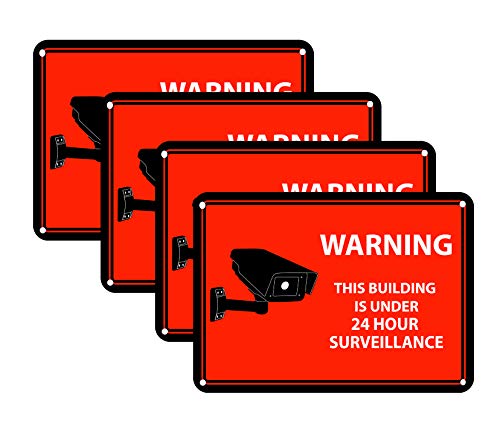 4 Red Warning Sticker Decals