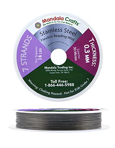 Mandala Crafts Tiger-Tail Beading Wire for Jewelry Making 7 Strand Bead Stringing Wire for Jewelry Making DIY Crafting