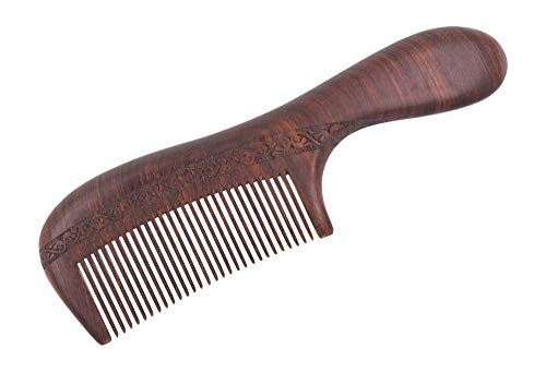Mandala Crafts Wood Hair Comb for Women and Men; Antistatic and No Snag Hair Pick Brush (Medium, Fine Tooth Natural Rosewood)