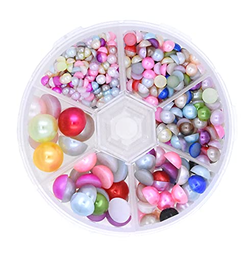 Mandala Crafts Flatback Pearls for Crafts Imitation Flat Back Pearl Gems Nail Pearls for Nails - Half Pearls for Crafts 605 PCs 4mm to 12mm