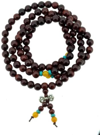 Tibetan 108 Zen Buddhist Wooden Elastic Mala Prayer Beads Necklace Wrap Bracelet