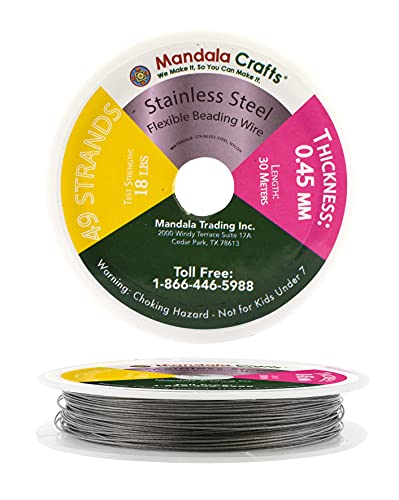 Mandala Crafts Tiger-Tail Beading Wire for Jewelry Making 7 Strand Bead Stringing Wire for Jewelry Making DIY Crafting