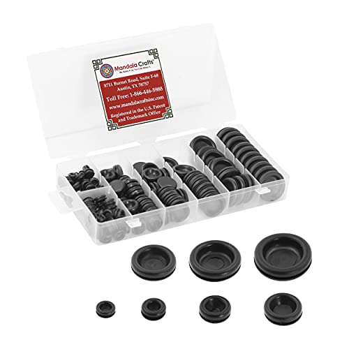 Rubber Grommet Kit Eyelet Ring Rubber Gasket Assortment - 170 Rubber Plugs for Holes Wiring Automotive Plumbing Electrical Firewall Cable Wire