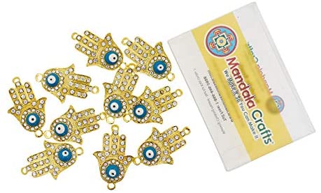 Hamsa Hand Evil Eye Charm Beads with Mandala Crafts Box