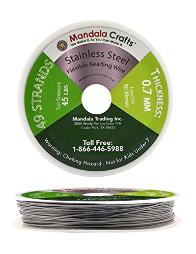 Mandala Crafts Tiger-Tail Beading Wire for Jewelry Making 7 Strand Bead Stringing Wire for Jewelry Making DIY Crafting