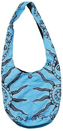 Mandala Crafts Crossbody Shoulder Boho Bag, Bohemian Hippie Sling Purse for Women, Gifts (Blue Sun)