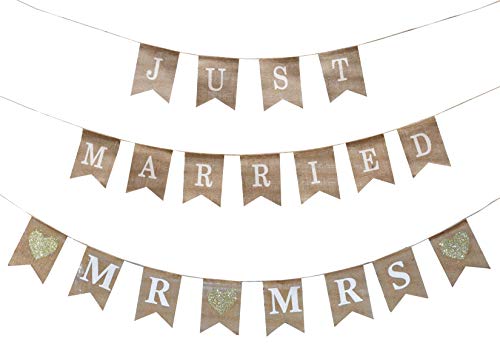 Rustic Burlap Sign Decoration for Wedding Party Table Photobooth Props Home Wall
