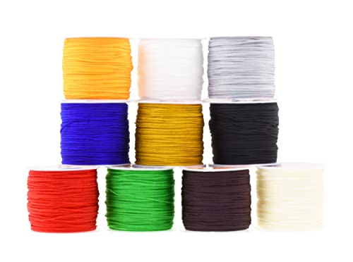 Mandala Crafts Nylon Satin Cord, Rattail Trim Thread for Chinese Knotting, Kumihimo, Beading, Macrame, Jewelry Making, Sewing