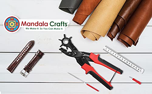 Mandala Crafts Leather Hole Puncher - Leather Punch Tool - Belt Hole Puncher Heavy Duty Revolving Punch Pliers Set for Fabric Watch Band Shoe Strap Stud