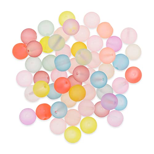 Mandala Crafts Transparent Frosted Glass Beads for Jewelry Making, Round Glass Beads Bulk Bag, Matte Glass Beads Set for Spacer Bracelet